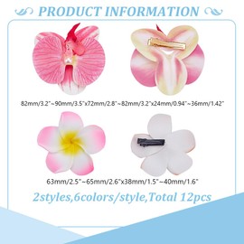 arricraft 12 Pcs Hawaiian Flower Hair Clips, 12 Styles Artificial Plumeria Hairpin Tropical Flower Decorations Hair Accessories for Wedding Luau Beach Party