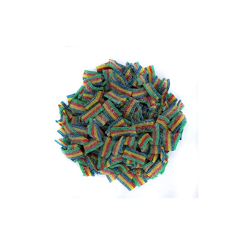SweetGlob Sour Gummy Belts Candy (1 Pound, Sour Rainbow Quattro