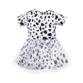 MOMMY'S NEW MAN Toddler Girls Dalmatian Costume Outfit 101 Days of School Shirt Tutu with Accessories(7-8Y)