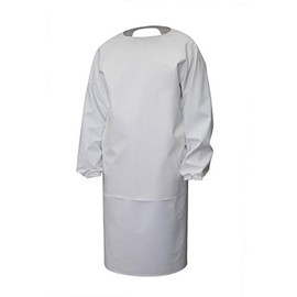 3Kamido Professional Rubber Apron with Sleeves Made of PVC Butcher Apron Meat Apron for Veterinarians Washing Apron Waterproof, White