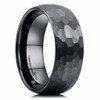 King Will 8mm Hammered Tungsten Rings for Men Women Domed Black Brushed Engagement Mens Wedding Band 13