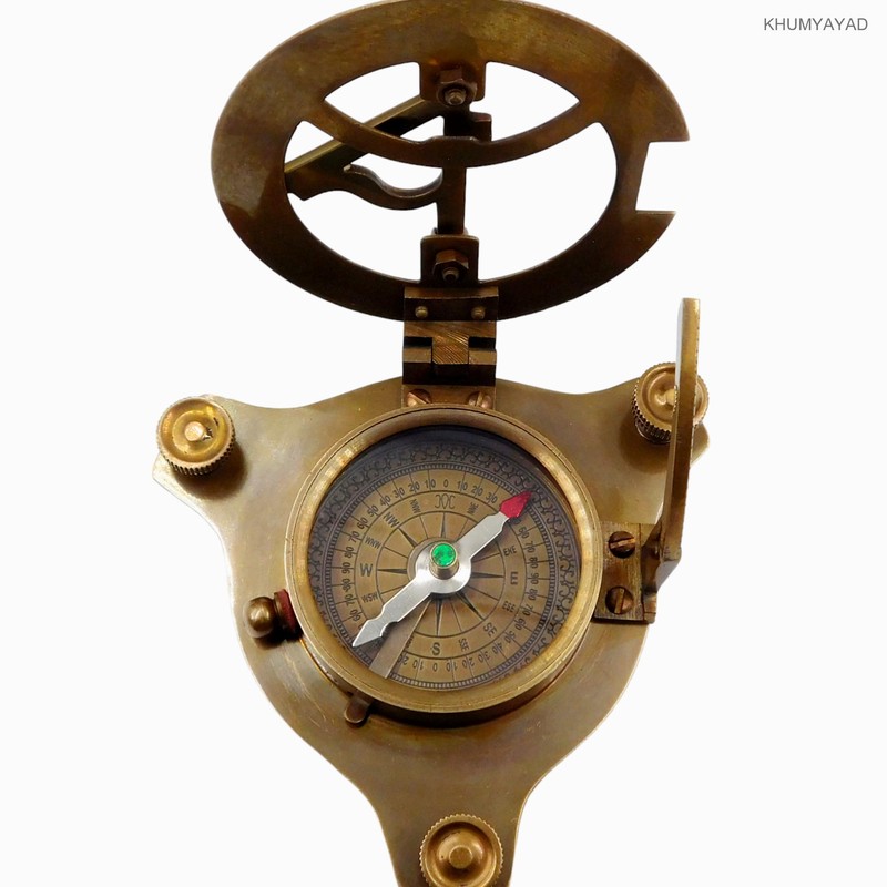 KHUMYAYAD Brass Sundial Compass Nautical Vintage Replica Sundial with Rosewood