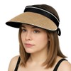 Women Sun Hat Ponytail Straw Beach UPF Protection Packable Visor