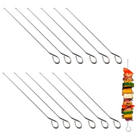 12 Pcs Stainless Steel BBQ Skewers, Heavy Duty Metal Skewers for Grilling, Shish Kebab, Shrimp, Rust-Proof Barbecue Needle, Reusable, Rust-Proof, Dishwasher Safe Barbecue Accessories (30CM)