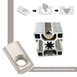 OTOTEC 50Pcs 20 Series T Nut M5 M6 Roll in Spring T-nut with Ball Aluminum Profile Accessories for Aluminum Extrusion 3D Printer Silver