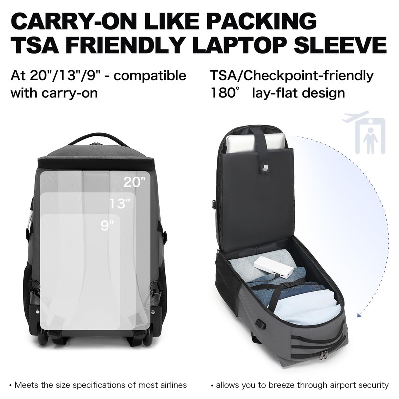 Boavan Rolling Backpack,Wheeled Backpack (Grey)