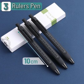 Mr. Pen- Retractable Gel Pens With Ruler, 3 Pack, Black Ink, Fine Point 0.5mm, Aesthetic for Journaling