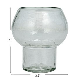 Creative Co-Op Reclaimed Glass Footed Votive Candle Holder, Clear