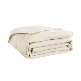 TRP Eclectic Ruffled Edge Down Alternative Ivory/Cream Color Soft Blankets Size Queen | Luxurious Stylish Look Plain Weave Ultra Plush Extra Warm Cozy Lightweight Bedcover Aesthetic Machine Washable