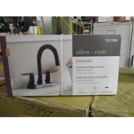Allen + Roth Bathroom Sink Faucet 2 Handle Drain Deck Plate Durable Metal Matte Black Finish
