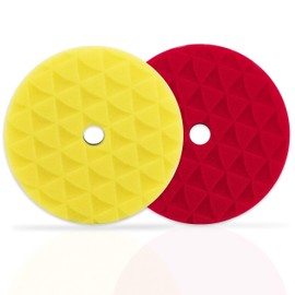 Shinemate - 7" Black Diamond (1) Yellow High Cut Foam Pad + (1) Red Finishing Foam Pad to fit 6" Backing Plates