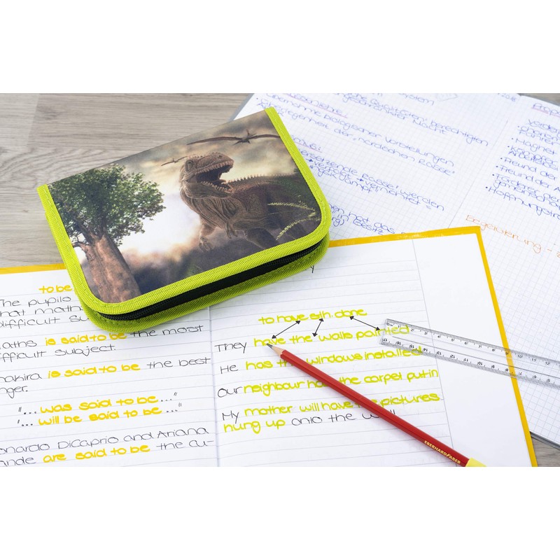 Eberhard Faber 577559 Pencil Case Dino, Filled with 42 Writing