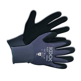 KIXX Flex Gloves Nylon/Latex | Gardening Gloves | Work Gloves | Size 09, Grey/Black