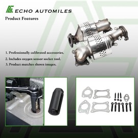 Left Right Catalytic Converter Compatible with 2009-2021 Honda Pilot, 2008-2017 Honda Accord, 2008-2019 Honda Odyssey, 2010-2020 MDX Catalytic Convertor High Flow (EPA Compliant)