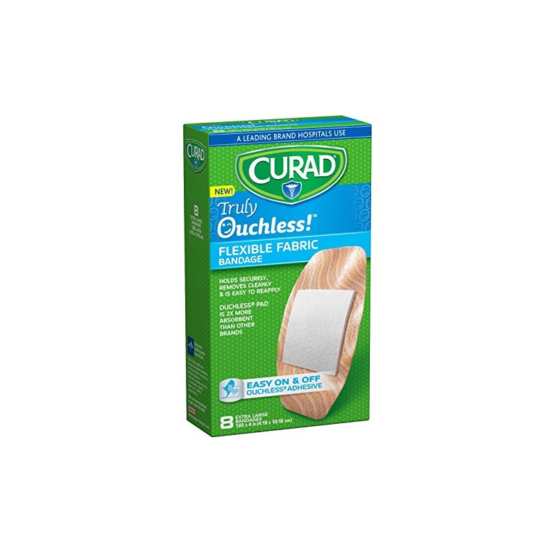 Curad Truly Ouchless XL Adhesive Bandages, 8 Count (Pack of