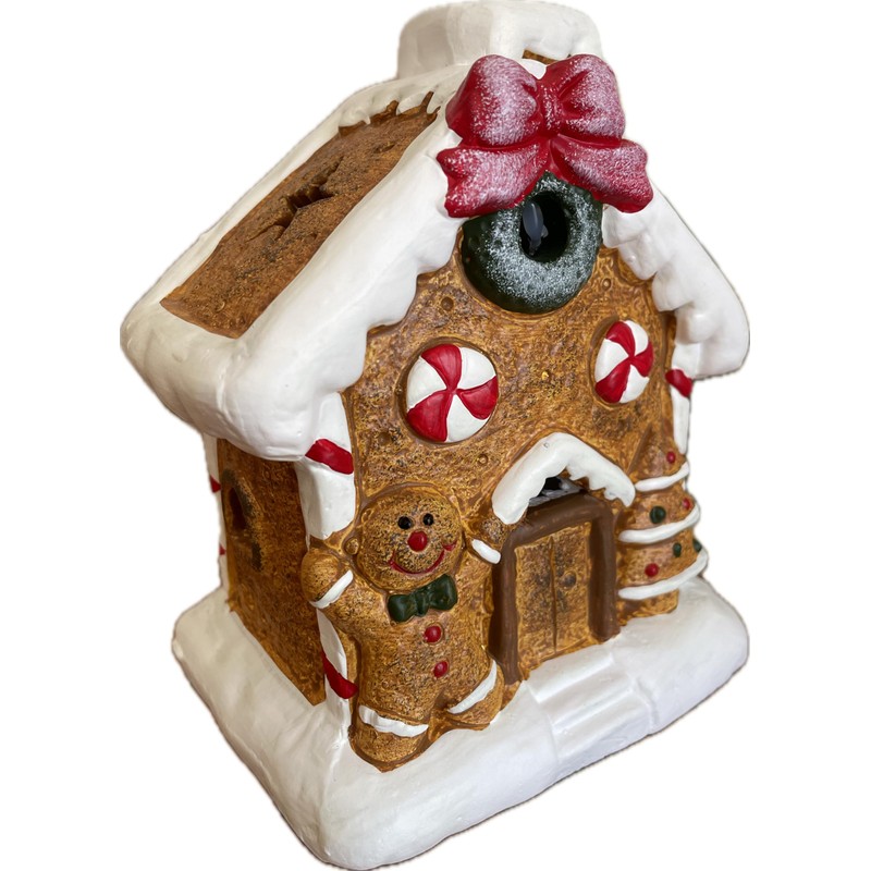 khevga Christmas Decoration Gingerbread House Terracotta LED Timer Set of