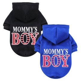 BAEJMJK Dog Hoodie/Jacket with Hat, 2 Pack, Blue+Black, X-Small, for Small Breeds, Comfortable, Lightweight, Leash Hole, Cotton, Warm for Winter, Pet Clothes