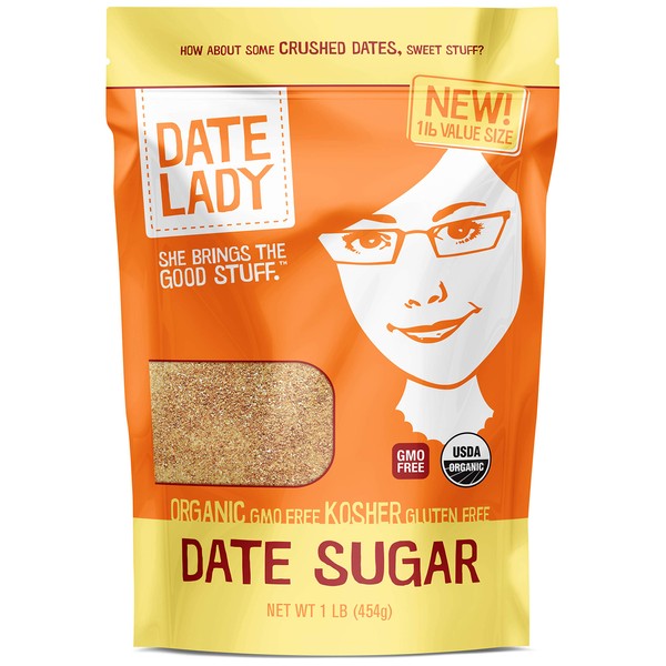 Organic Date Sugar, 1 lb | 100% Whole Food | Vegan, Paleo, Gluten-free & Kosher | 100% Ground Dates | Sugar Substitute and Alternative Sweetener for Baking | Contains Fiber from the Date (1 Bag)