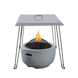 24 x 24 x 24 Inch Fire Pit Heat Deflector,Stainless Steel Fire Pit Cover,Square Fire Pit Burner Cover to Push Heat Down & Out,Fire Pit Lid with Foldable Legs/Carrying Handle,picnics Adventures.