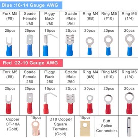 BOJA Terminales para Cables Eléctricos, Terminales Doble Macho/Hembra Aislados Crimp Terminal Crimp Connectors, 678 Pcs, Con Tubo Termorretráctil Terminales Aisladas Conectores Para Cable Eléctrico