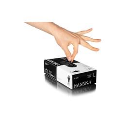 HANSKA Disposable Nitrile Gloves, Black, Powder Free, Insert and Bet, Ambidextrous, Non-Sterile - Rubber Base - Suitable for Medical Areas, Food Handling (100, S)