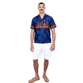 Ukulele Cotton Men's Aloha Shirt, Made in Hawaii