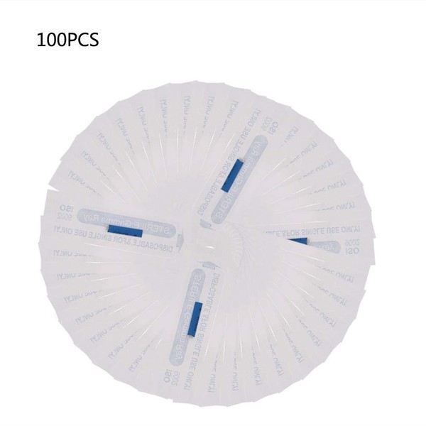 Eyebrow Tattoo Microblading, Permanent Makeup Disposable Stainless Steel Manual Tattoo Bevel Blades (18 Pins/100pcs, Blue)