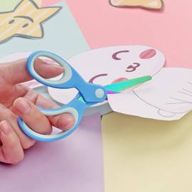 Asdirne Left Handed Kids Scissors, Safety Children Titanium Coating Scissors, Craft Scissors with Blunt Tip Stainless Steel Blades and Soft Grip, Great for Home and School,13.5cm, 3 Pack