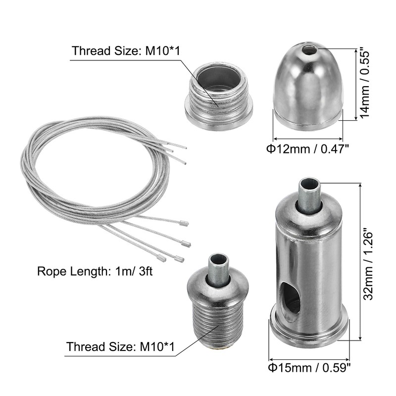 PATIKIL Ceiling Hanging Wire Cable Kit, 4 Set Lights Panel