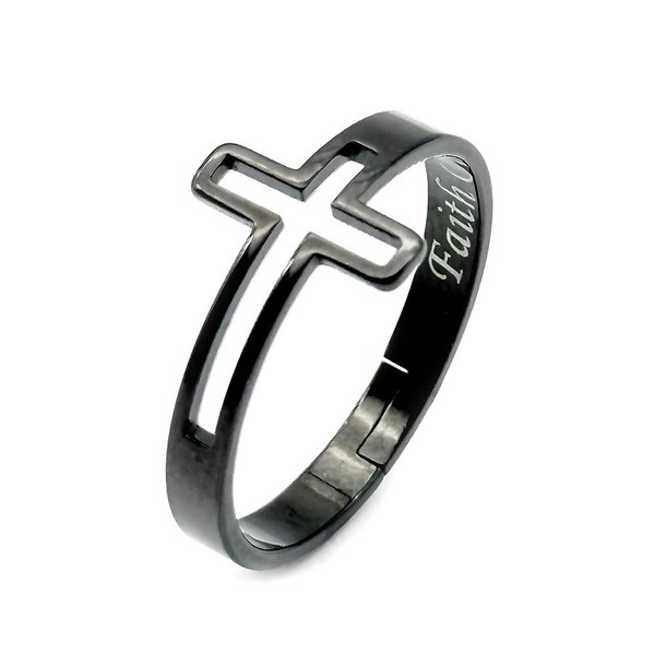 RISE SU MISURA Sideways Cross Ring Religious Faith Over Fear