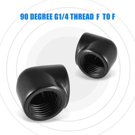 Richer-R 2pcs G1 / 4 Inch Thread Adapter, 2 Pieces Brass 90 Degree Fitting Adapter G1 / 4 Thread Adapter Set, Suitable for CPU Water Cooling Heatsink, Black (Female to Female)