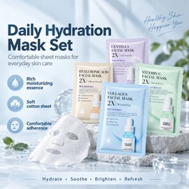 16 Pack Korean Sheet Face Mask Skin Care Set for Women