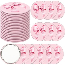 JarThenaAMCS 12Pcs Pink Bow Mirror 2.8 Inch Round Pocket Portable Mirrors Mini Makeup Mirrors for Women Coquette Birthday Party Favors Supplies
