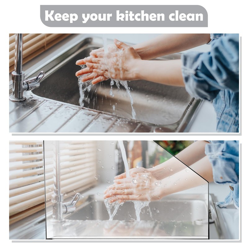 Vesici 2 Pcs Clear Acrylic Sink Splash Guard Freestanding Panel