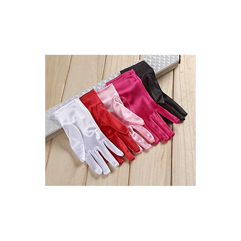 Silver Satin Gloves Wrist Length For Ladies (Silver)