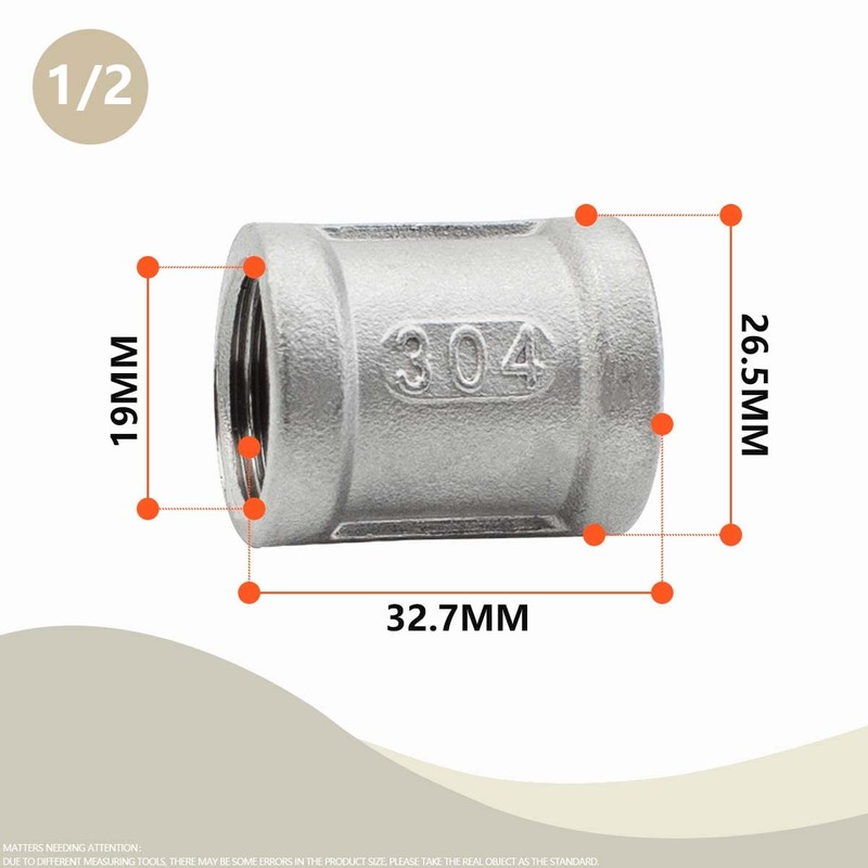 Bwintech 6 Pcs 1/2" Female to 1/2" Female BSP Thread