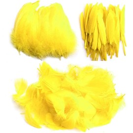Feathers for Crafting, 250 Pcs 3 Size Natural Feathers White Black Yellow Pink Goose Feathers for DIY Dream Catchers Home Decor Wedding Party Decorations (Yellow)
