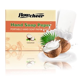 flowcheer Paper Soap Sheets For Hand Washing - (120 Sheets) Coconut Scent Portable Travel Soap Sheets, Eco-Friendly, Dissolvable soap sheets for travel, Hiking, Outdoor, School