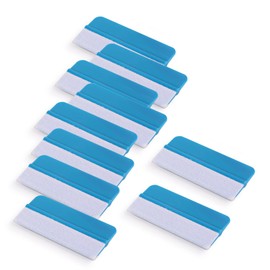 Winjun 10 Pack Blue Plastic Felt Edge Squeegee Scratch Free for Auto Vinyl Wraps Application Tool Tint Film Wallpaper Tool