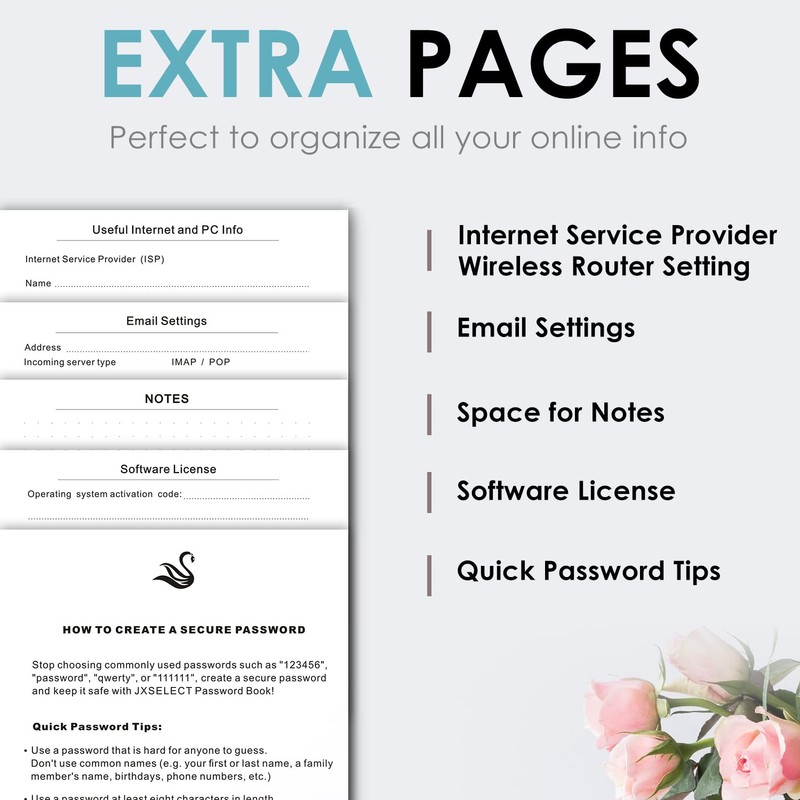 Elegant Password Book with Alphabetical Tabs - Hardcover Password Book