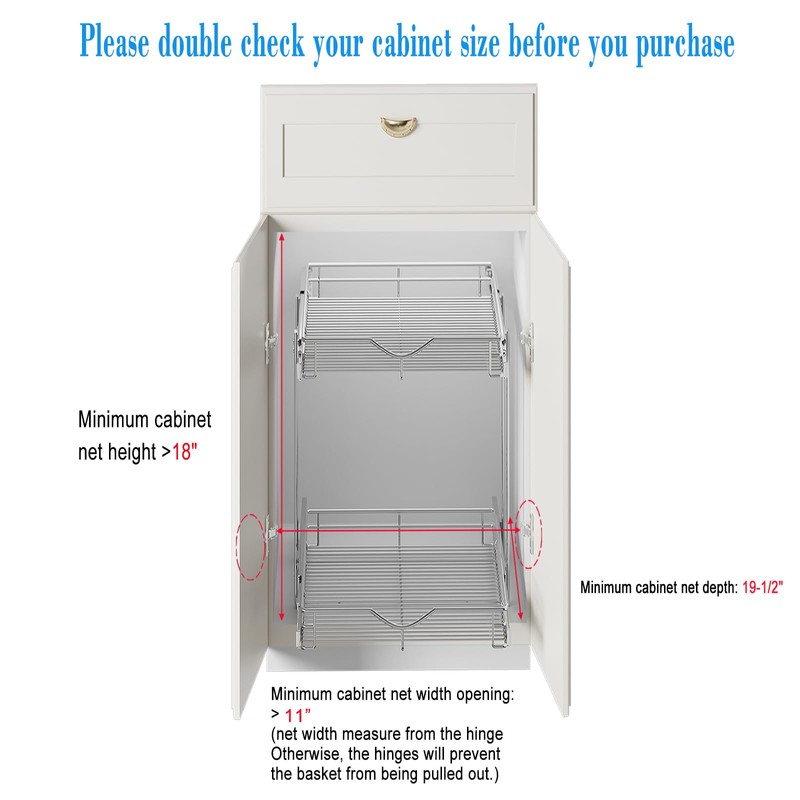 DINDON 2 Tier Pull Out Cabinet Organizer (11" W x
