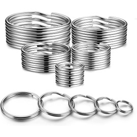 [caak] Stainless Steel Key Ring Holder, Double Ring, Lightweight, 0.4 inch (10 mm), 0.5 inch (13 mm), 0.6 inch (15 mm), 0.8 inch (20 mm), 0.8 inch (20 mm), 20 mm, 28 mm, 30 mm, 35 mm Rust Resistant,