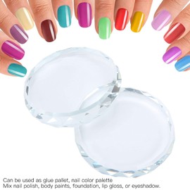 Nail Palette, 2pcs Nail Art Palettes Color Mix Toning Glass False Eyelashes Glue Hold Makeup Palette Nail Art Mixing Board Manicure Display Stand Nails Color Mixing Plates