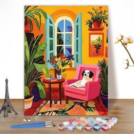 EOBROMD Paint by Numbers Kits for Adults Landscape, Home DIY Kits Crafts for Beginner on Canvas, 3 Paint Brushes and Acrylic Paint for Home Decor 16x20inch(Without Frame)