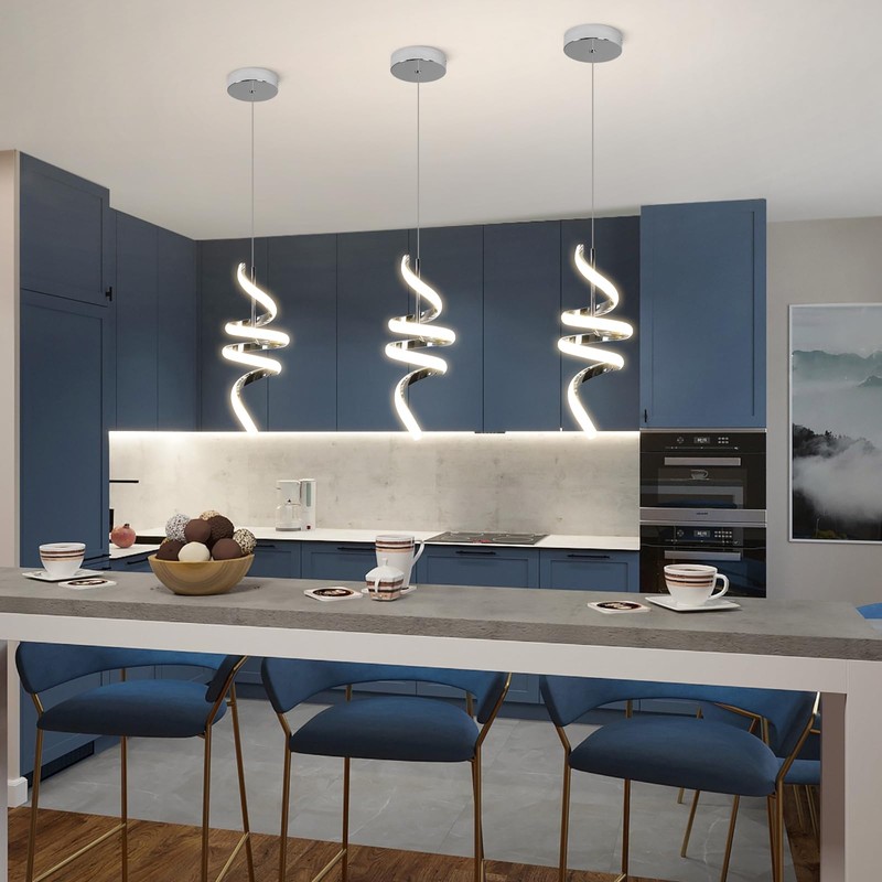 Sovinzert Modern Spiral LED Pendant Lights Kitchen Island, 22W Adjustable
