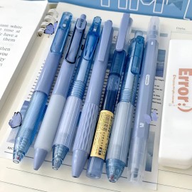 Set De Bolígrafo De Gel Tinta Negra Punta Fina 7 Pzas Azul Acero Negro
