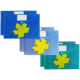 6Pack Transparent Plastic File Folders for Documents, A4 Size Plastic Envelopes Folders with Snap Button and Label Pocket for School Home Work Office Organization- 3 Smart Colors