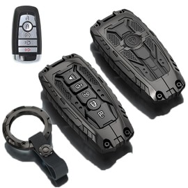 Happtoy Heavy Metal Key Fob Cover for Ford,Key Fob Cover Case Protector Compatible with Ford for 2018-2024 Explorer Fusion Escape Edge Bronco F150 Maverick Mustang Accessories(A-Black)