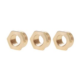 sourcing map Brass Threaded Pipe Fitting G1/2 Male X G1/4 Female Hex Bushing Adapter 3pcs