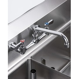 Phivan 8 Inch Center Wall Mount Commercial Sink Faucet - 8" Swivel Spout Dual Handle Chrome Brass Commercial Faucet for Restaurant/Laundry/Utility Room Kitchen Sinks, Includes 90 Degree Adapters